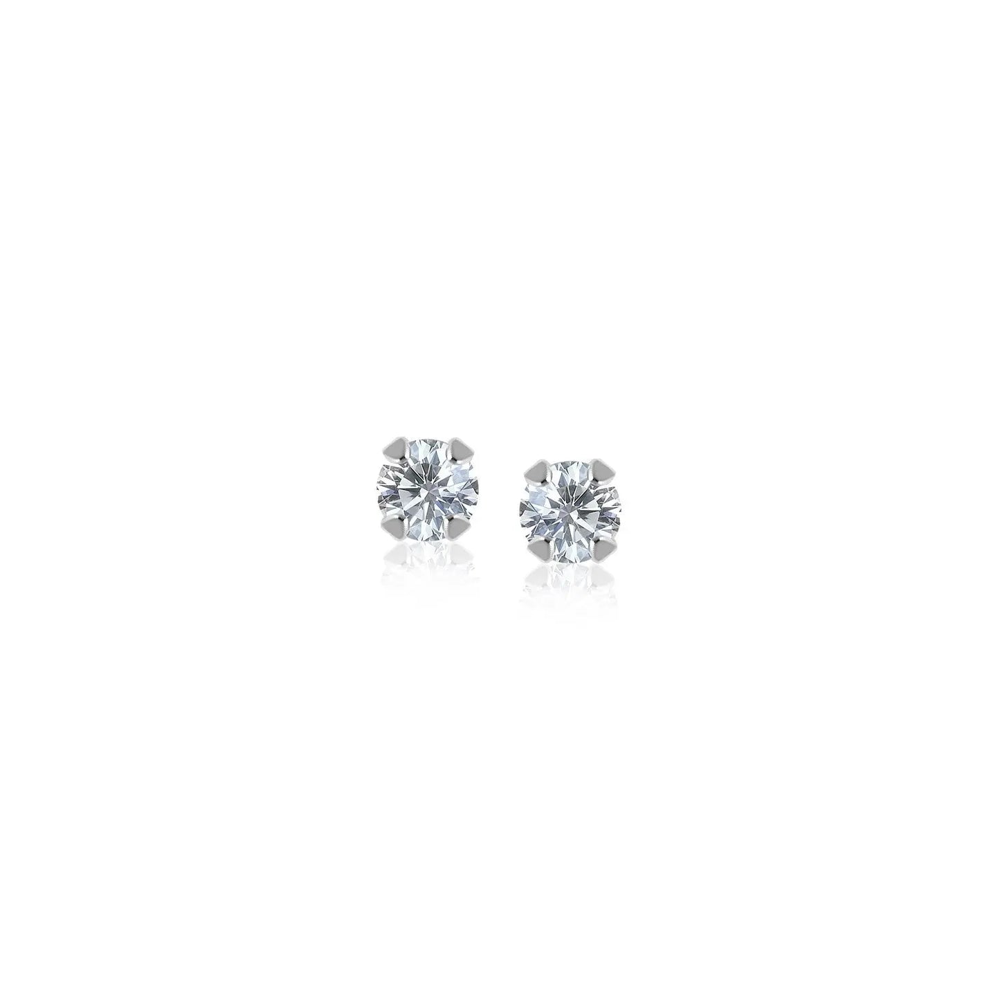 14k White Gold White Cubic Zirconia Stud Earrings(2mm) RCJ Earrings  CELESTIA LUXE JEWELLERS