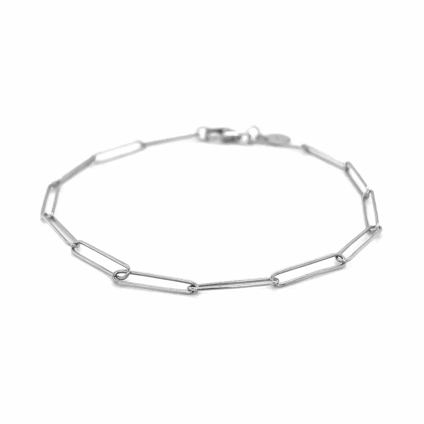 14k White Gold Wire Paperclip Bracelet  (2.70 mm) RCJ Bracelets  CELESTIA LUXE JEWELLERS