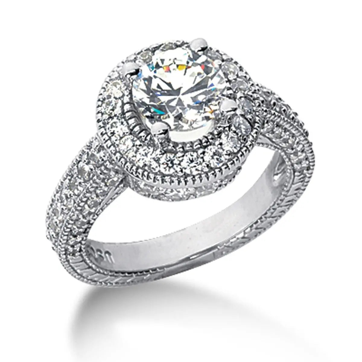 14k White gold Vintage Halo Diamond Semi-Mount RCJ Rings  CELESTIA LUXE JEWELLERS