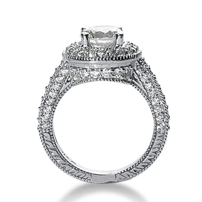 14k White gold Vintage Halo Diamond Semi-Mount RCJ Rings  CELESTIA LUXE JEWELLERS