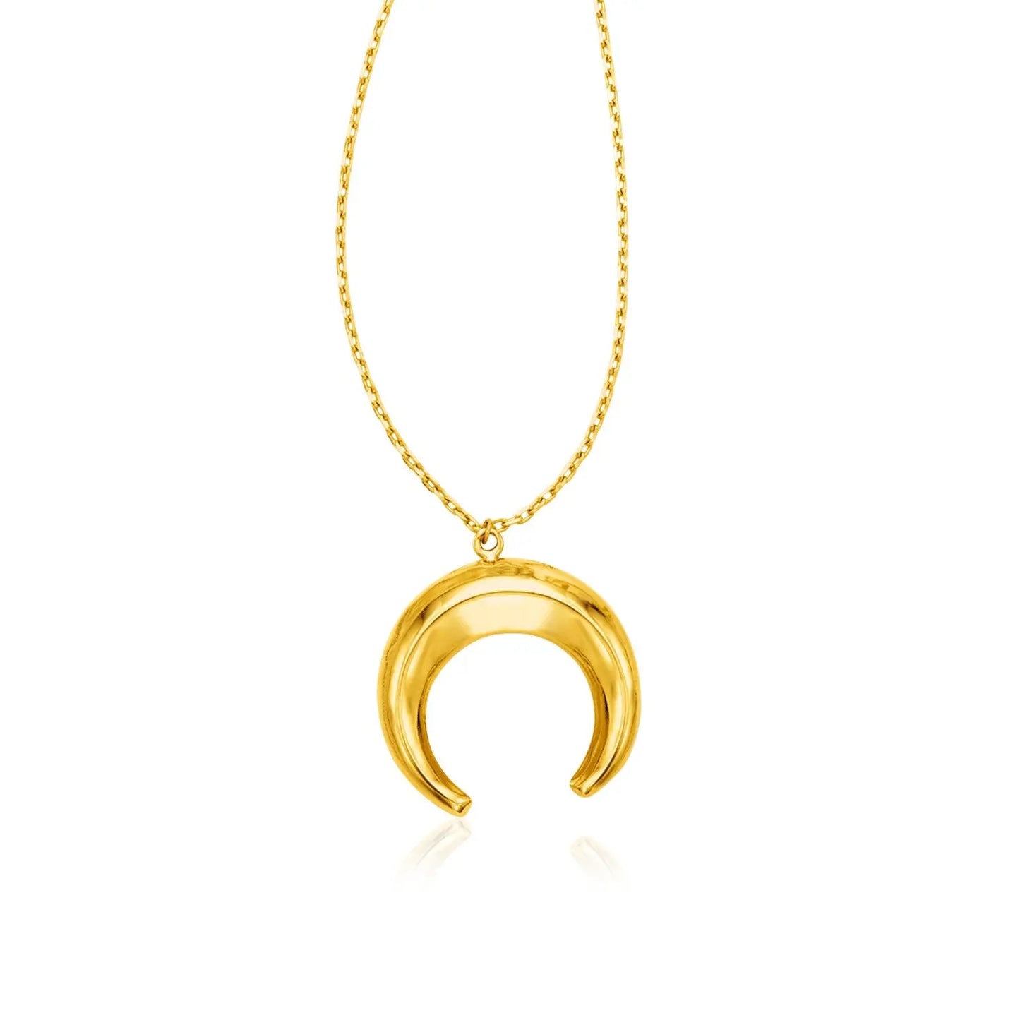 14k Yellow Gold 17 inch Necklace with Domed Moon Motif Pendant RCJ Necklaces  CELESTIA LUXE JEWELLERS
