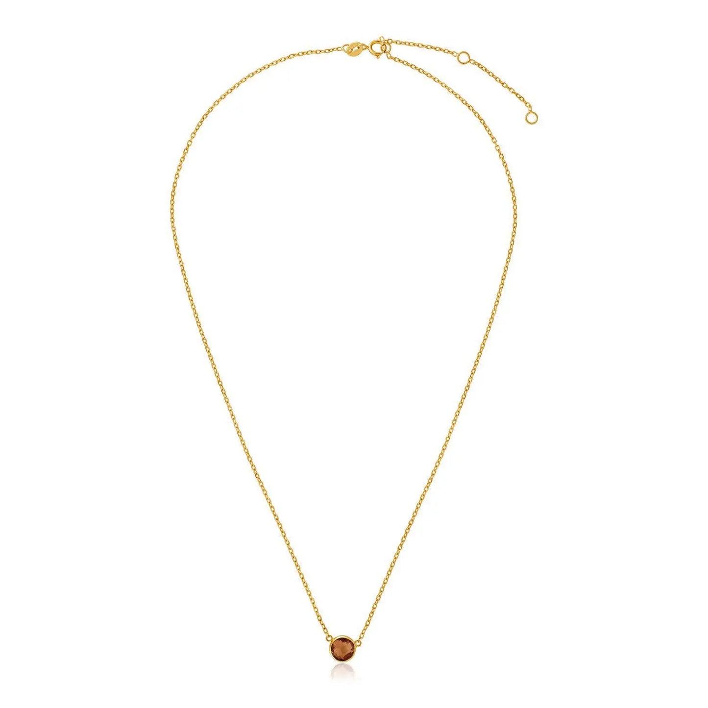 14k Yellow Gold 17 inch Necklace with Round Citrine RCJ Necklaces  CELESTIA LUXE JEWELLERS