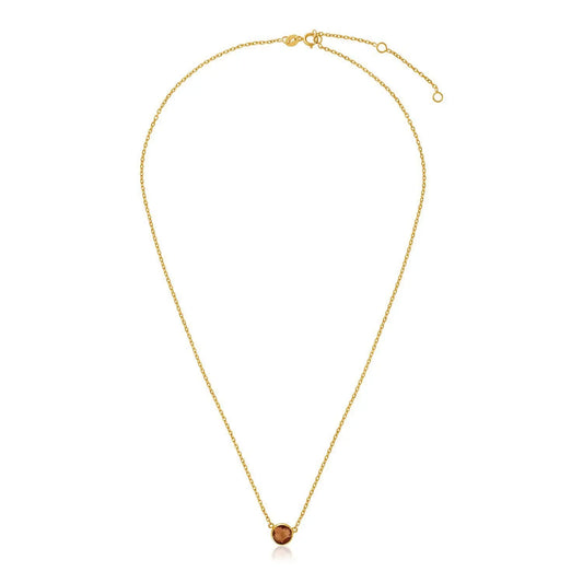14k Yellow Gold 17 inch Necklace with Round Citrine RCJ Necklaces  CELESTIA LUXE JEWELLERS