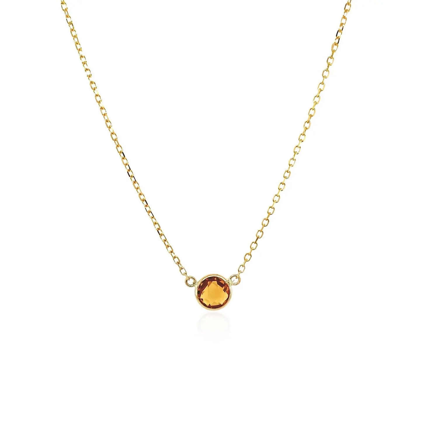 14k Yellow Gold 17 inch Necklace with Round Citrine RCJ Necklaces  CELESTIA LUXE JEWELLERS