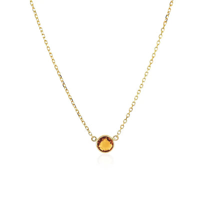 14k Yellow Gold 17 inch Necklace with Round Citrine RCJ Necklaces  CELESTIA LUXE JEWELLERS