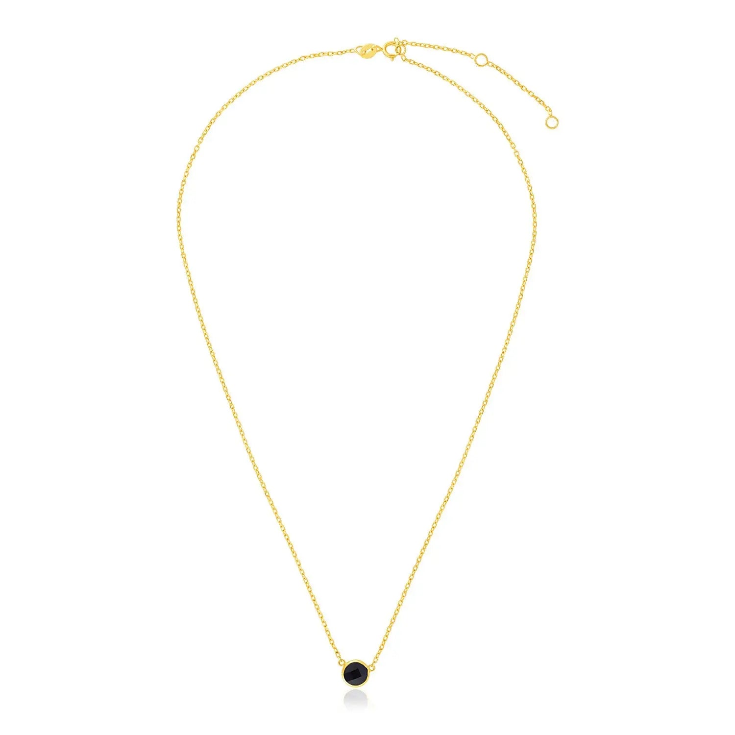 14k Yellow Gold 17 inch Necklace with Round Onyx RCJ Necklaces  CELESTIA LUXE JEWELLERS