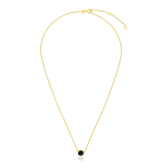 14k Yellow Gold 17 inch Necklace with Round Onyx RCJ Necklaces  CELESTIA LUXE JEWELLERS