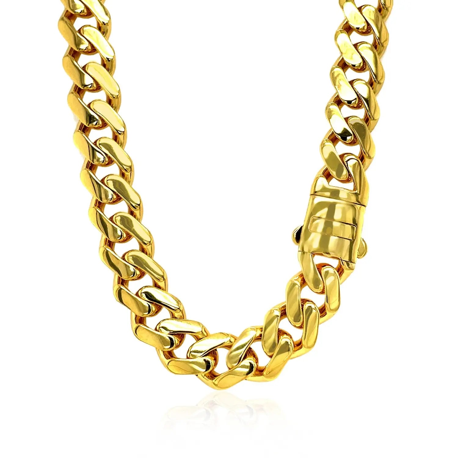 14k Yellow Gold 18 inch Polished Curb Chain Necklace with Diamonds RCJ Necklaces  CELESTIA LUXE JEWELLERS
