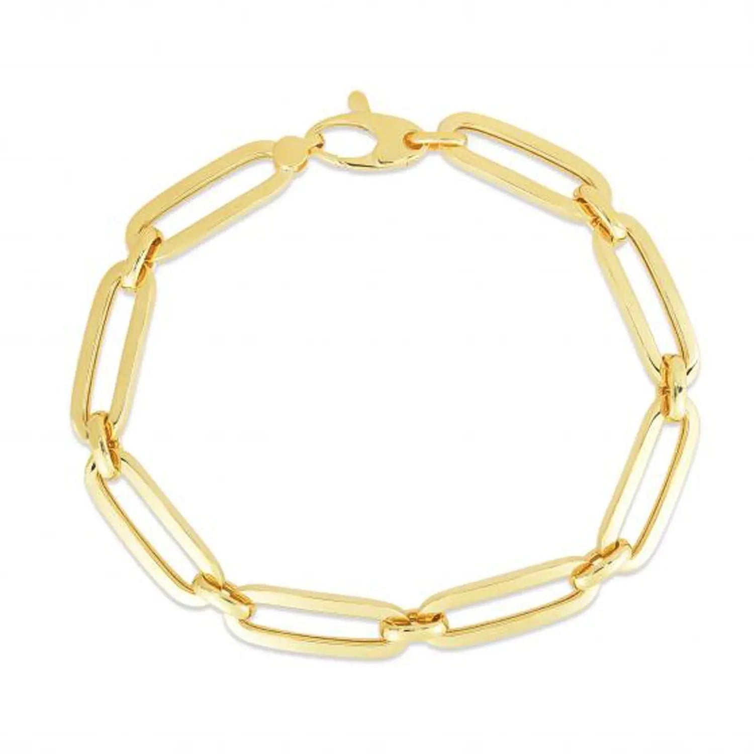 14k Yellow Gold 7 1/2 inch Bombay Paperclip Chain Bracelet (7.00 mm) RCJ Bracelets  CELESTIA LUXE JEWELLERS