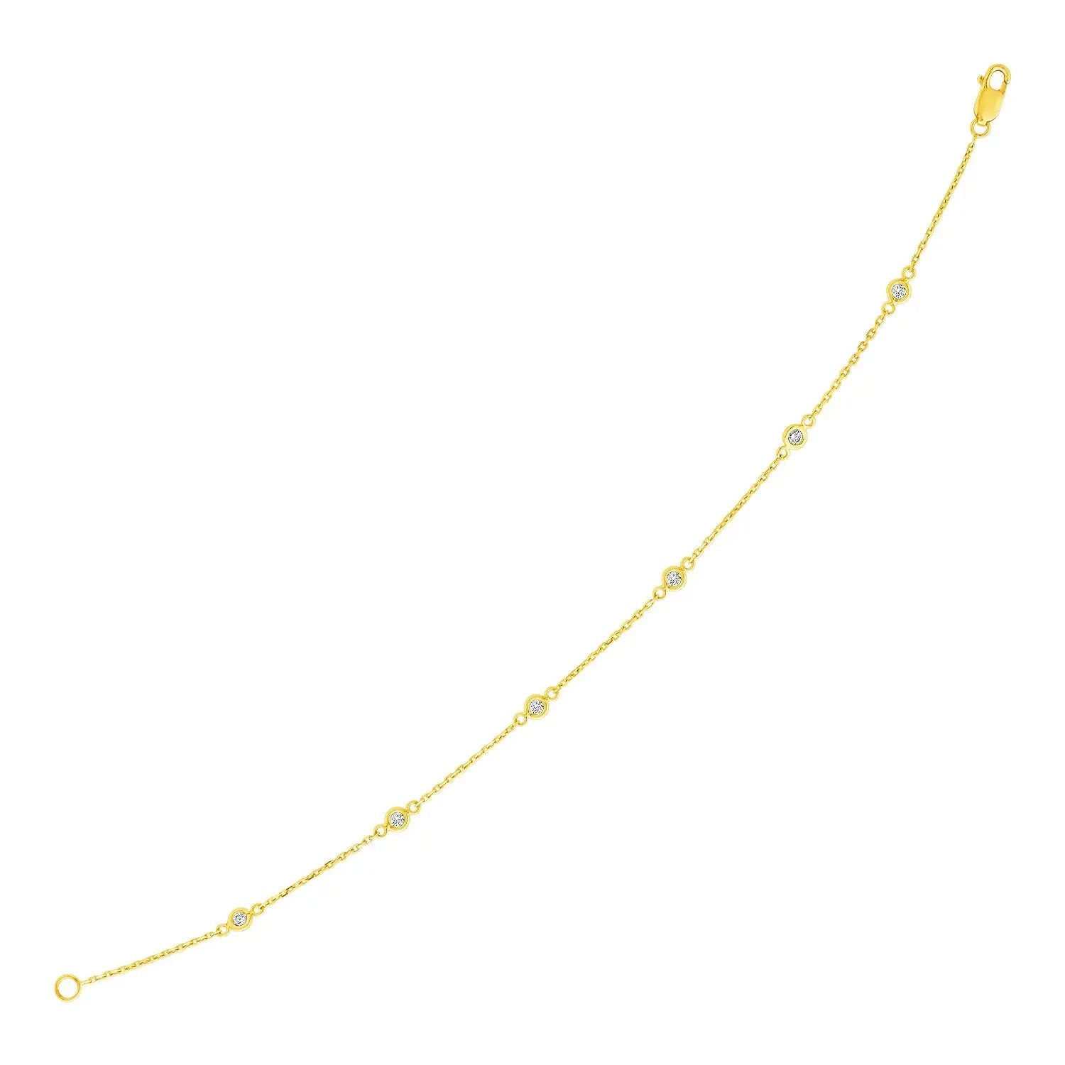14k Yellow Gold 7 inch Bracelet with Diamond Stations (3.30 mm) RCJ Bracelets  CELESTIA LUXE JEWELLERS