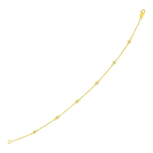 14k Yellow Gold 7 inch Bracelet with Diamond Stations (3.30 mm) RCJ Bracelets  CELESTIA LUXE JEWELLERS