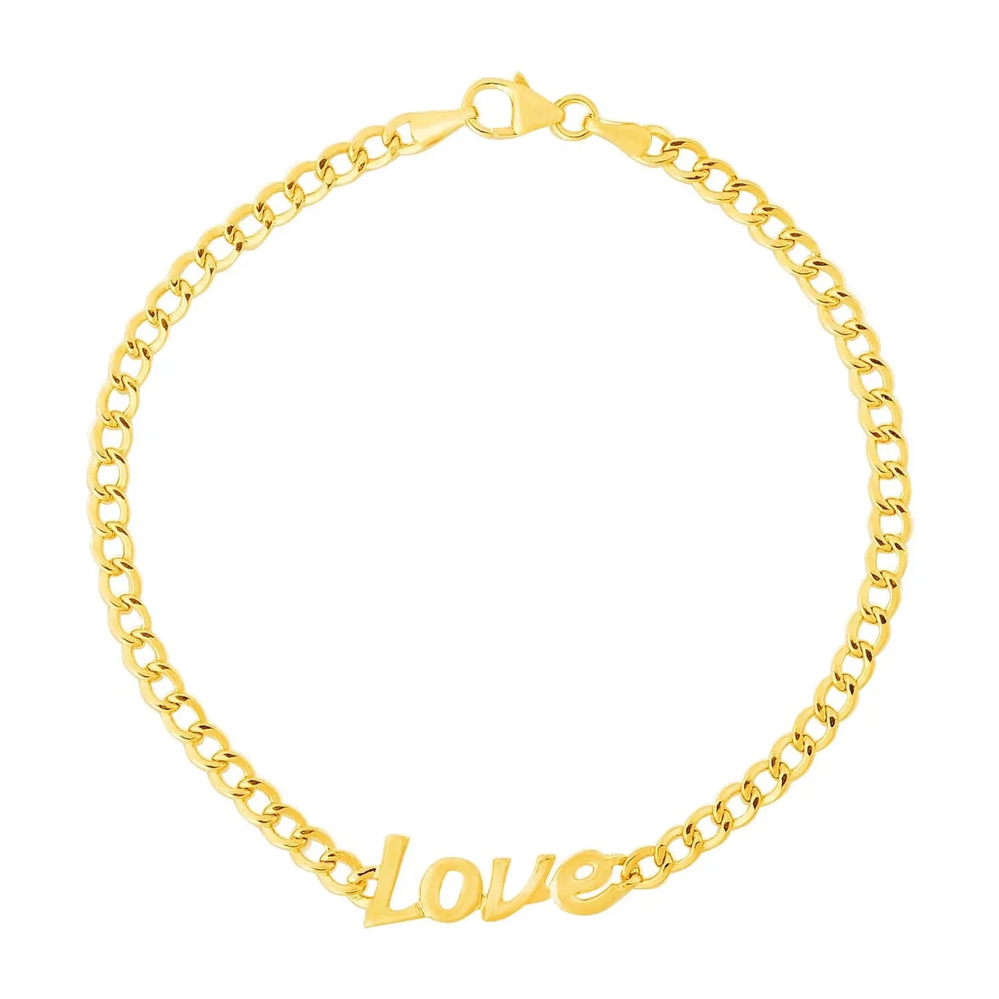 14k Yellow Gold 7 inch Curb Chain Love Bracelet RCJ Bracelets  CELESTIA LUXE JEWELLERS