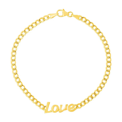 14k Yellow Gold 7 inch Curb Chain Love Bracelet RCJ Bracelets  CELESTIA LUXE JEWELLERS