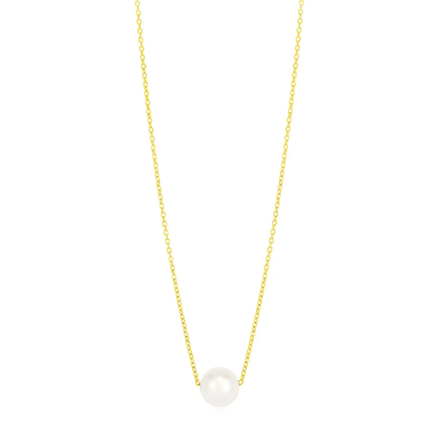 14k Yellow Gold 7mm Pearl Solitaire Necklace RCJ Necklaces  CELESTIA LUXE JEWELLERS