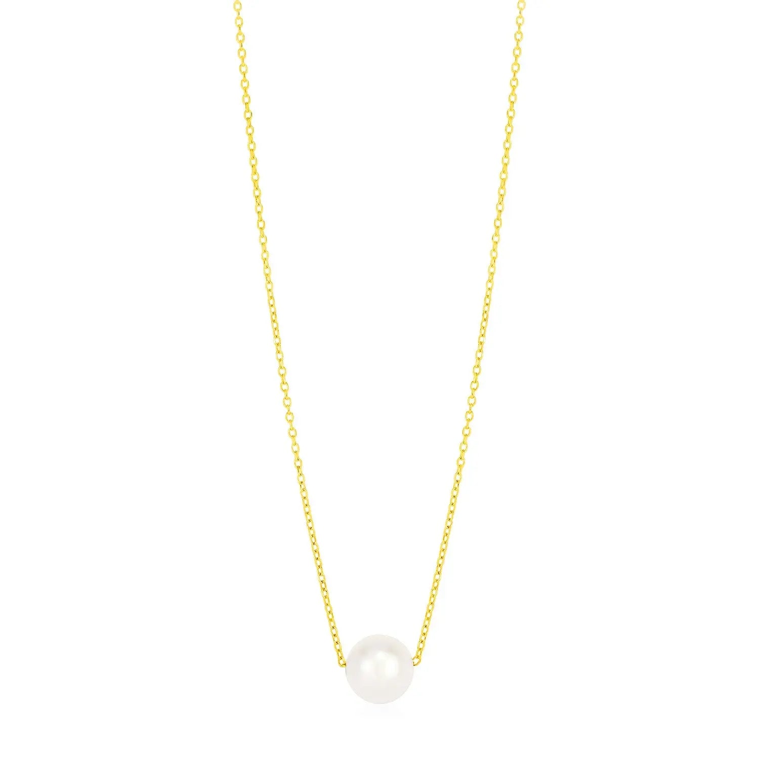 14k Yellow Gold 7mm Pearl Solitaire Necklace RCJ Necklaces  CELESTIA LUXE JEWELLERS