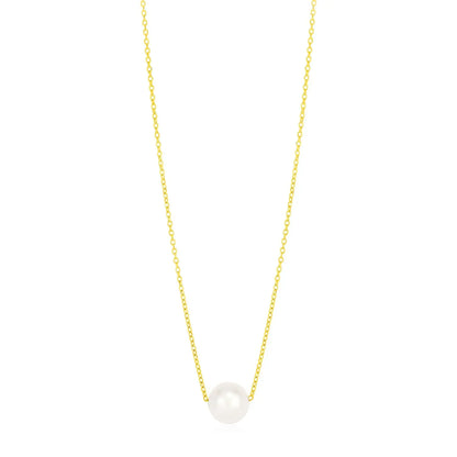 14k Yellow Gold 7mm Pearl Solitaire Necklace RCJ Necklaces  CELESTIA LUXE JEWELLERS