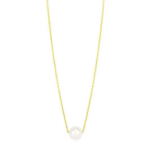 14k Yellow Gold 7mm Pearl Solitaire Necklace RCJ Necklaces  CELESTIA LUXE JEWELLERS