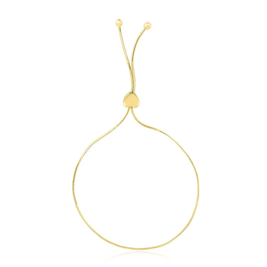 14k Yellow Gold Adjustable Lariat Style Heart Motif Bracelet (1.00 mm) RCJ Bracelets  CELESTIA LUXE JEWELLERS