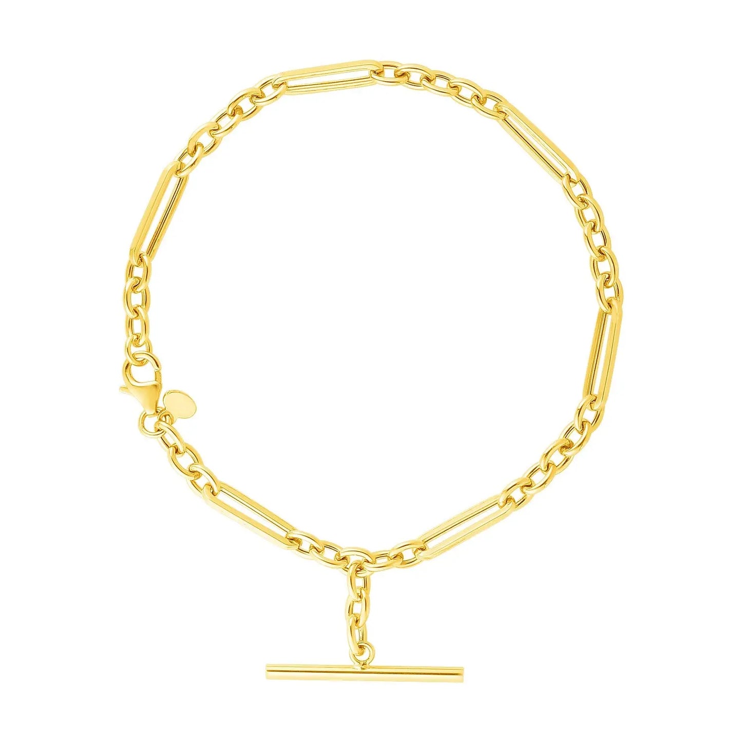 14k Yellow Gold Alternating Oval and Round Chain Bracelet with Toggle (3.90 mm) RCJ Bracelets  CELESTIA LUXE JEWELLERS