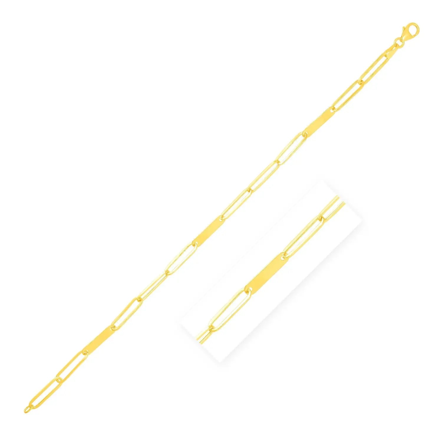 14k Yellow Gold Alternating Paperclip Chain Link and Gold Bar Bracelet (3.60 mm) RCJ Bracelets  CELESTIA LUXE JEWELLERS