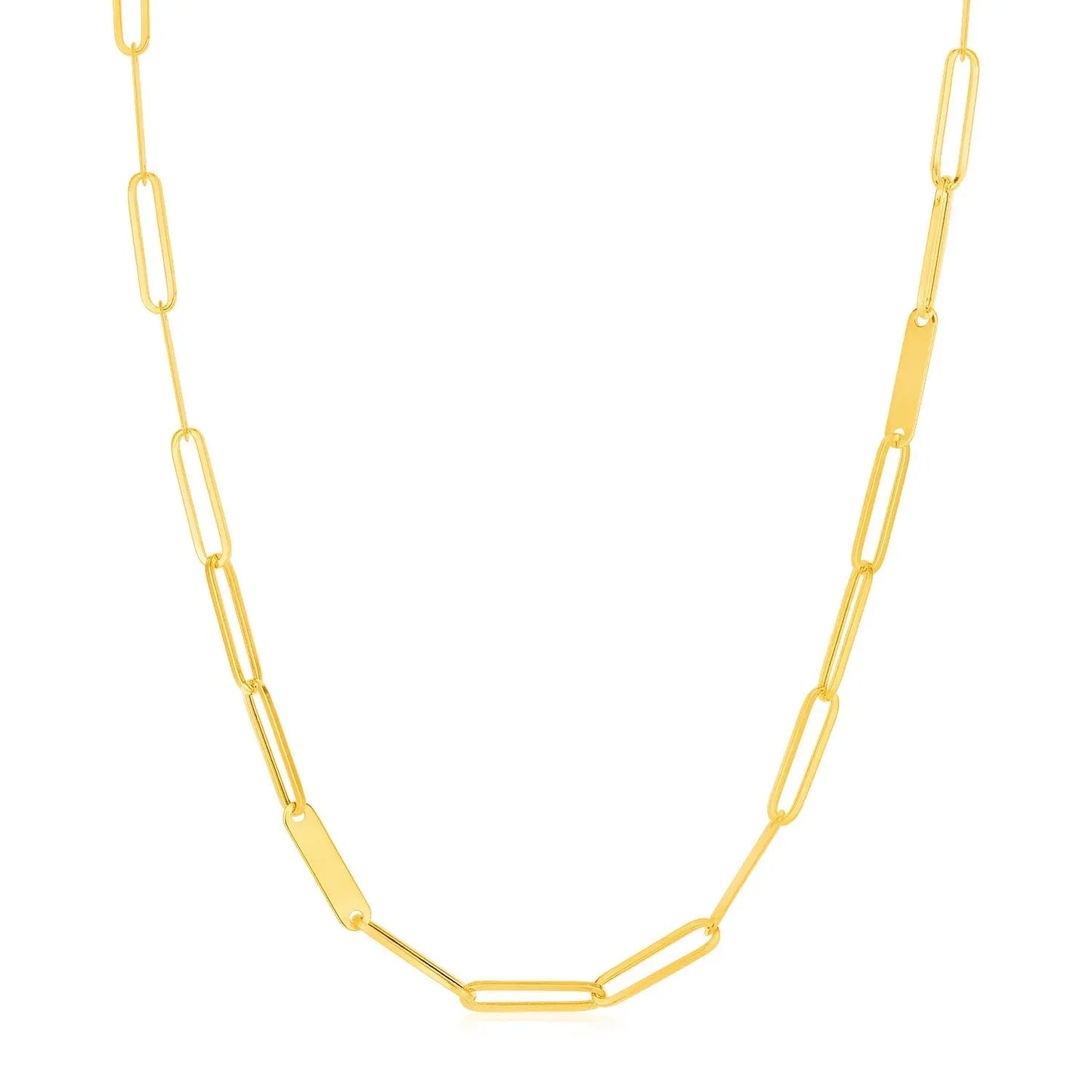 14k Yellow Gold Alternating Paperclip Chain Link and Gold Bar Necklace RCJ Necklaces  CELESTIA LUXE JEWELLERS