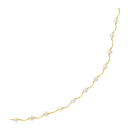 14k Yellow Gold Arc Link Necklace with White Pearls RCJ Necklaces  CELESTIA LUXE JEWELLERS