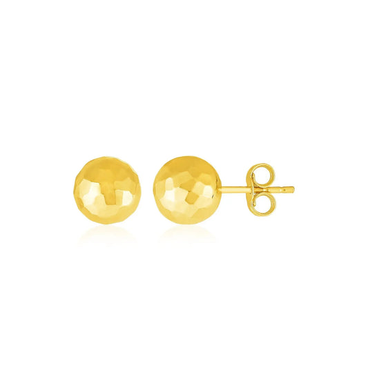 14k Yellow Gold Ball Earrings with Faceted Texture(5mm) RCJ Earrings  CELESTIA LUXE JEWELLERS