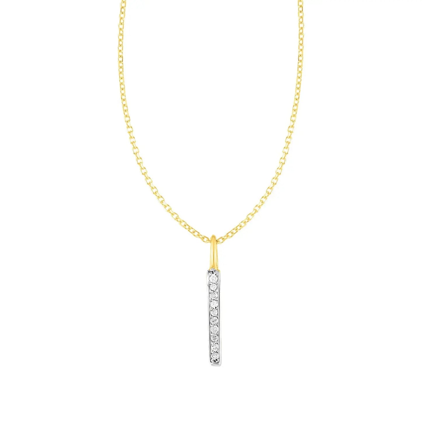 14k Yellow Gold Bar Pendant with Diamonds RCJ Pendants  CELESTIA LUXE JEWELLERS