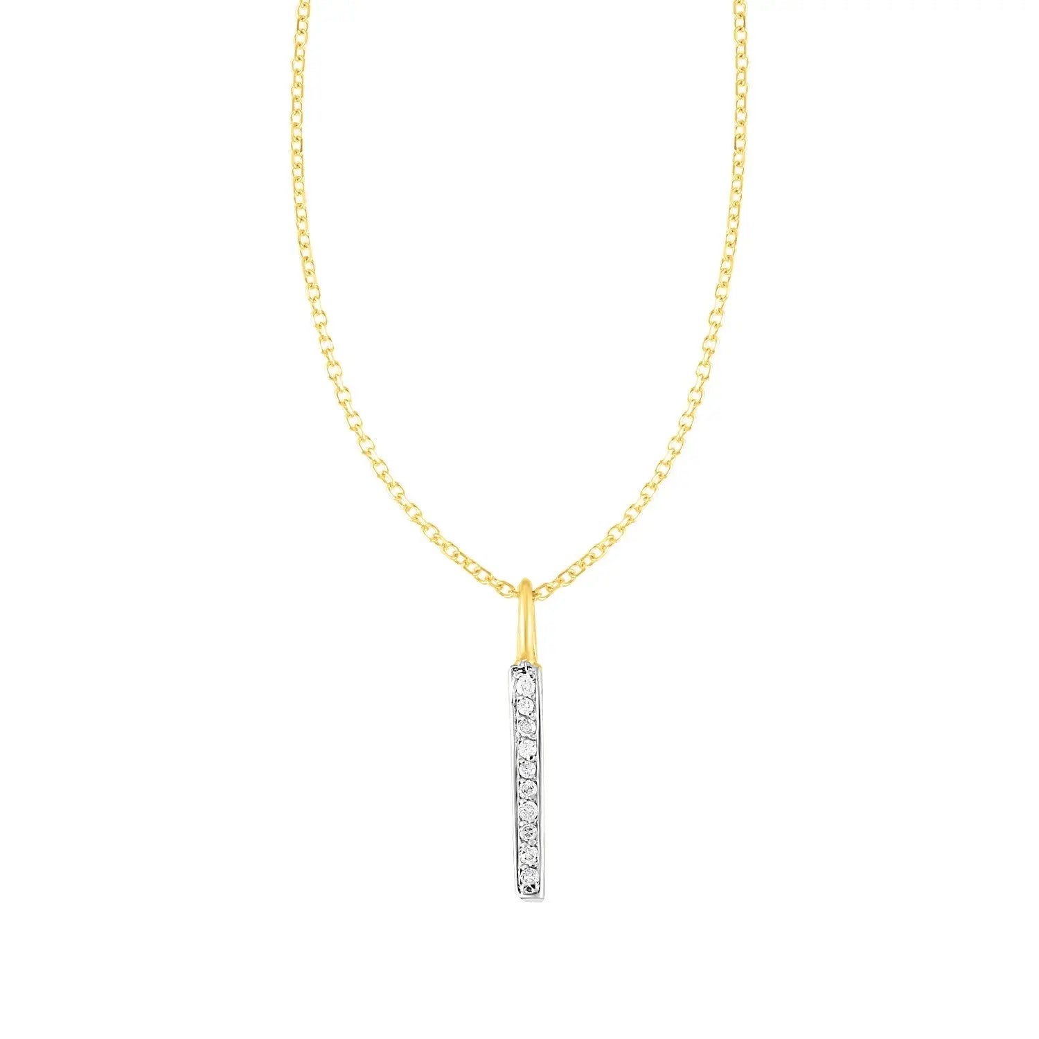 14k Yellow Gold Bar Pendant with Diamonds RCJ Pendants  CELESTIA LUXE JEWELLERS