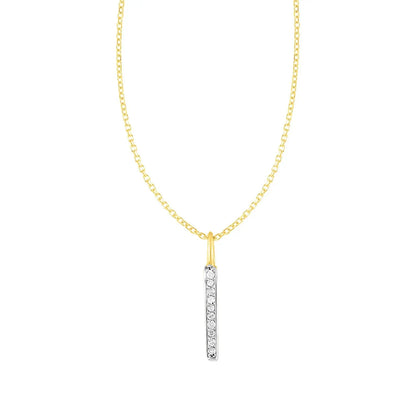 14k Yellow Gold Bar Pendant with Diamonds RCJ Pendants  CELESTIA LUXE JEWELLERS