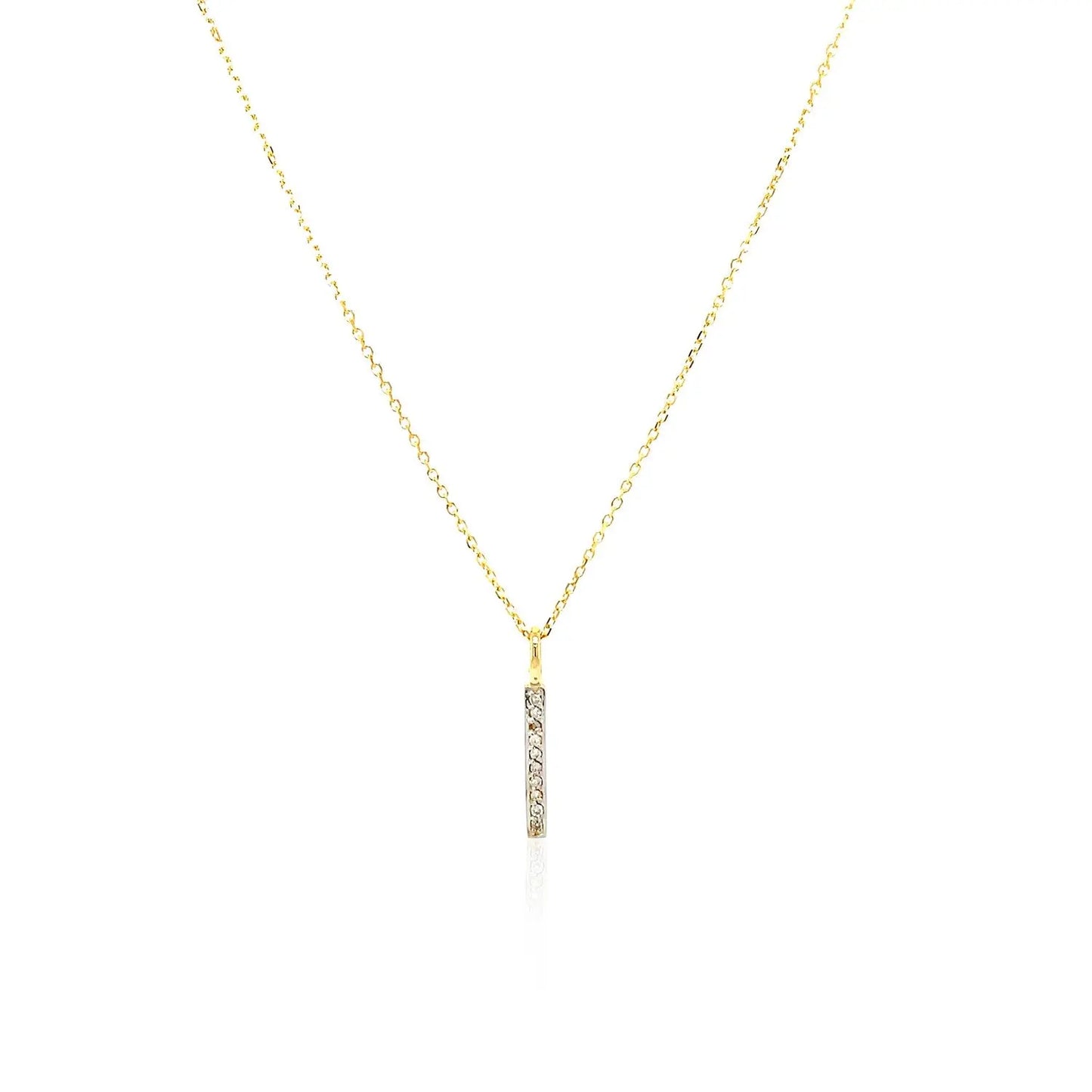 14k Yellow Gold Bar Pendant with Diamonds RCJ Pendants  CELESTIA LUXE JEWELLERS