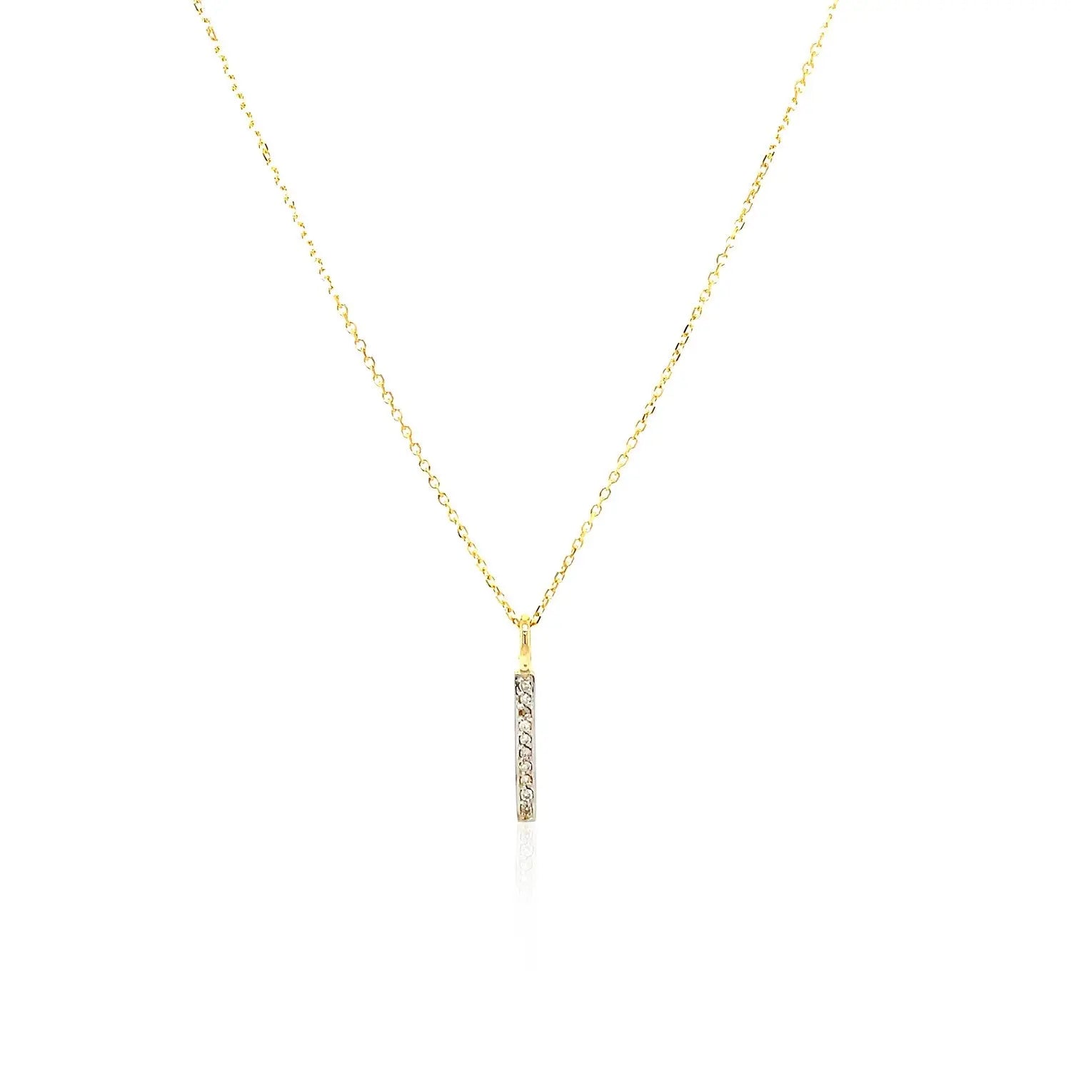 14k Yellow Gold Bar Pendant with Diamonds RCJ Pendants  CELESTIA LUXE JEWELLERS