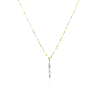 14k Yellow Gold Bar Pendant with Diamonds RCJ Pendants  CELESTIA LUXE JEWELLERS