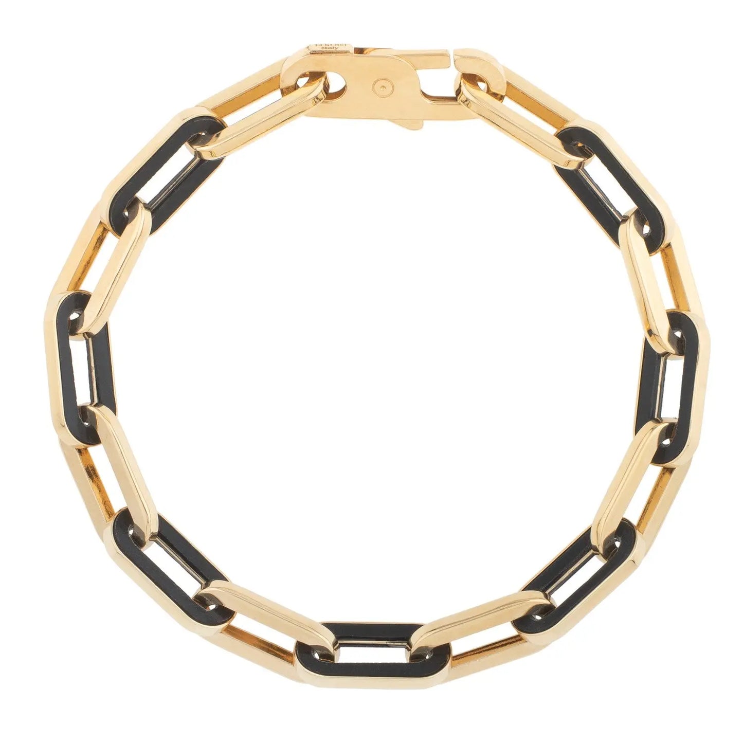 14k Yellow Gold Black Onyx Paperclip Gem Link Bracelet (7.00 mm) RCJ Bracelets  CELESTIA LUXE JEWELLERS