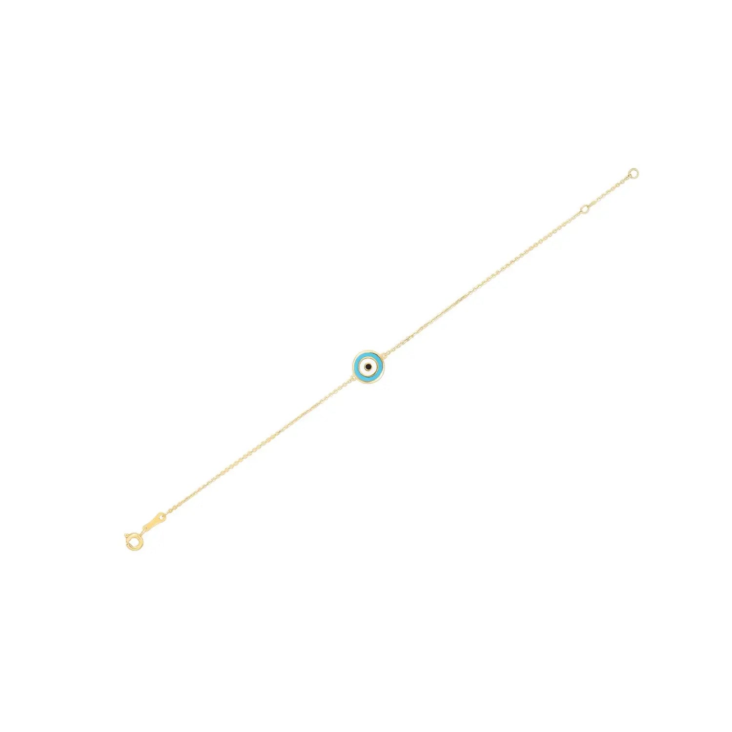 14k Yellow Gold Blue Evil Eye Bracelet (1.00 mm) RCJ Bracelets  CELESTIA LUXE JEWELLERS