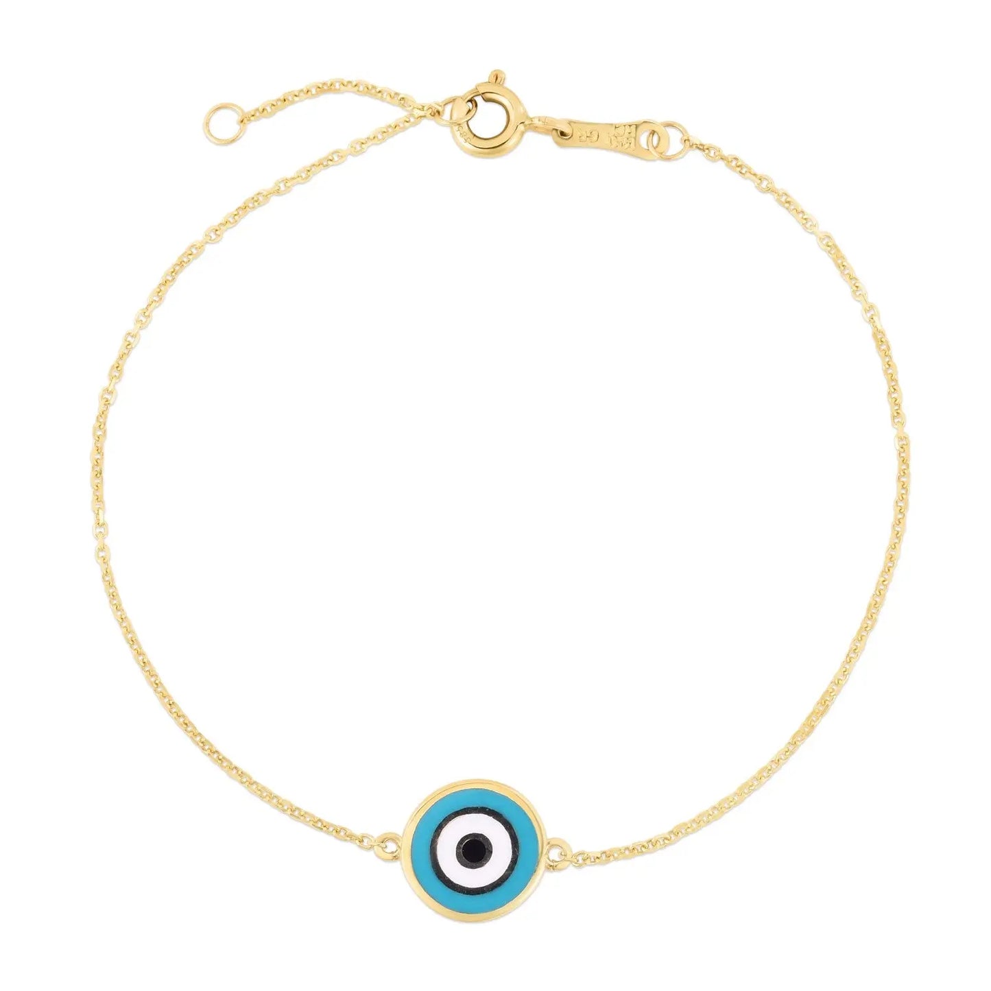 14k Yellow Gold Blue Evil Eye Bracelet (1.00 mm) RCJ Bracelets  CELESTIA LUXE JEWELLERS