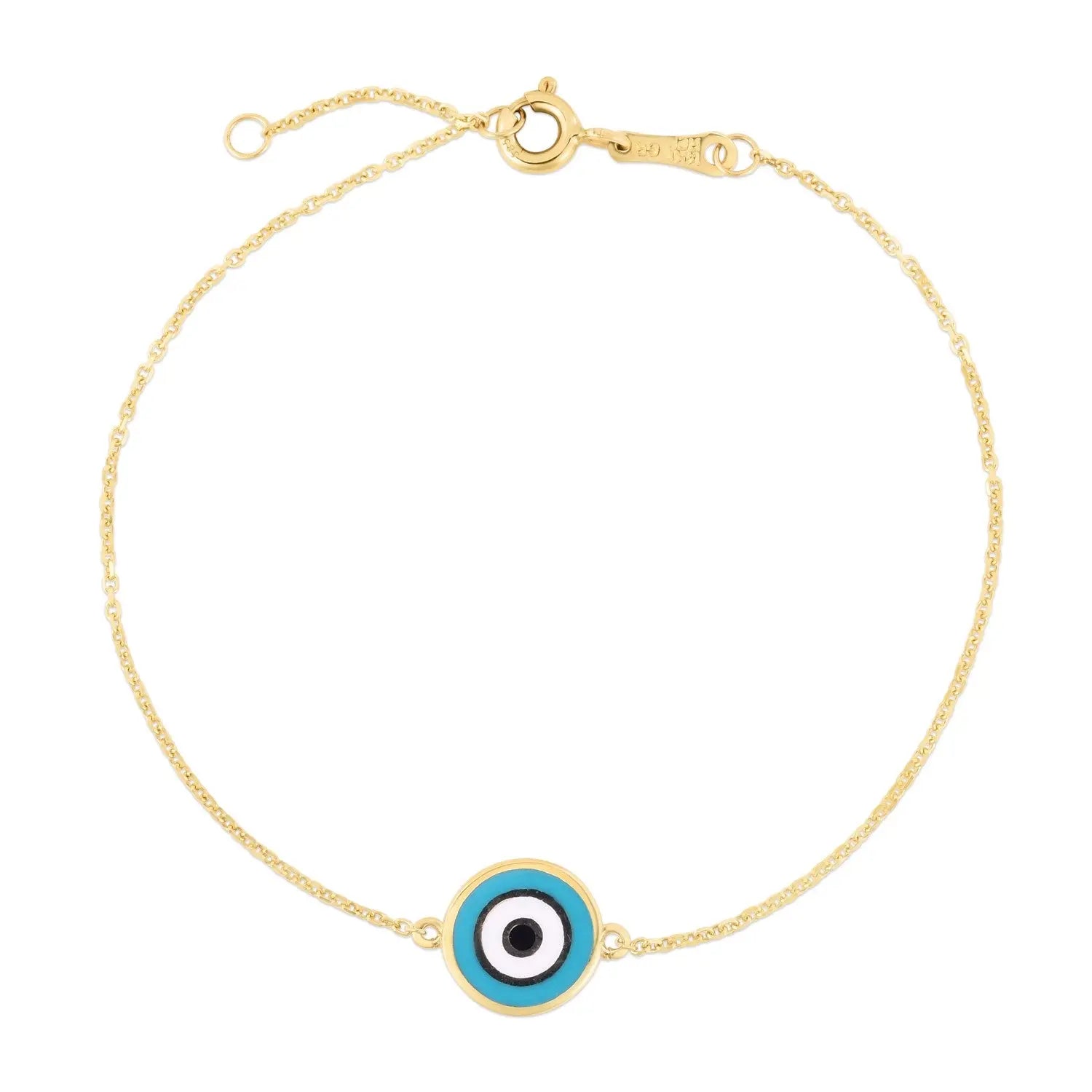 14k Yellow Gold Blue Evil Eye Bracelet (1.00 mm) RCJ Bracelets  CELESTIA LUXE JEWELLERS