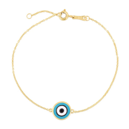 14k Yellow Gold Blue Evil Eye Bracelet (1.00 mm) RCJ Bracelets  CELESTIA LUXE JEWELLERS