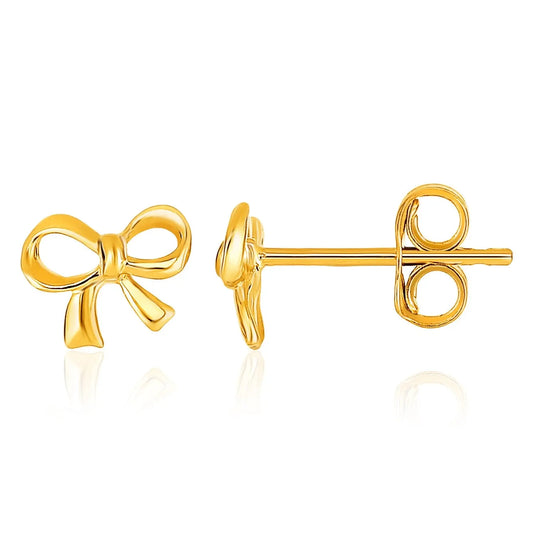 14k Yellow Gold Bow Style Post Earrings RCJ Earrings  CELESTIA LUXE JEWELLERS
