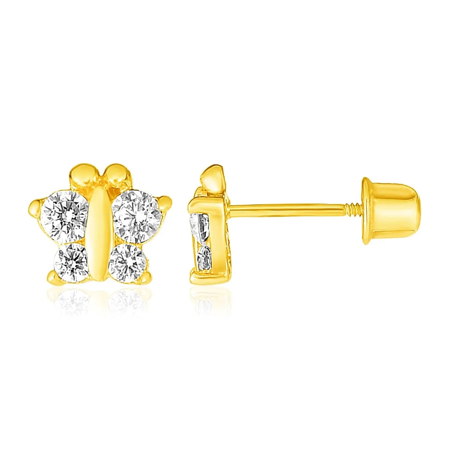 14k Yellow Gold Butterfly Childrens Earrings RCJ Earrings  CELESTIA LUXE JEWELLERS