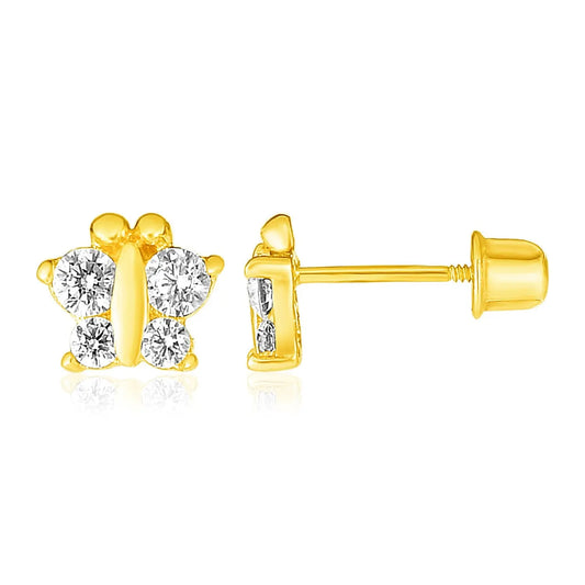 14k Yellow Gold Butterfly Childrens Earrings RCJ Earrings  CELESTIA LUXE JEWELLERS