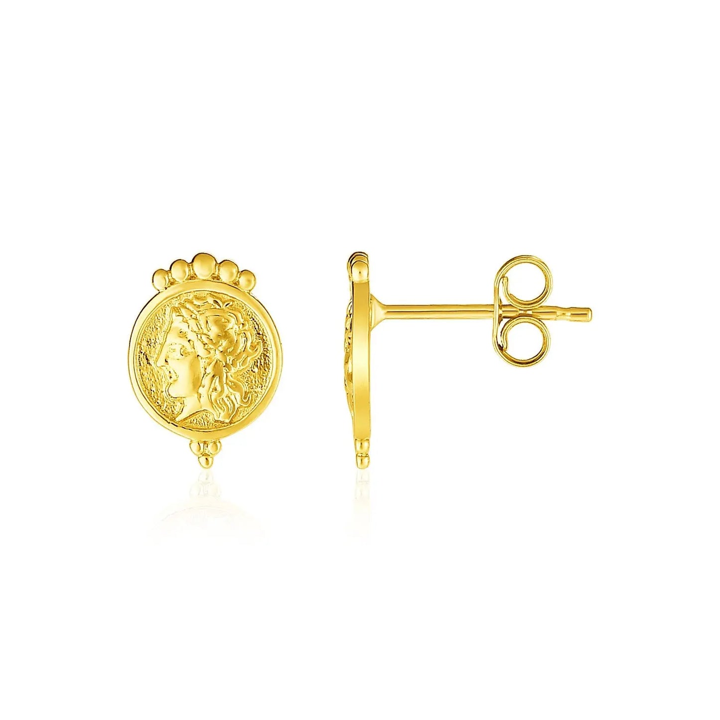 14k Yellow Gold Cameo Motif Post Earrings RCJ Earrings  CELESTIA LUXE JEWELLERS