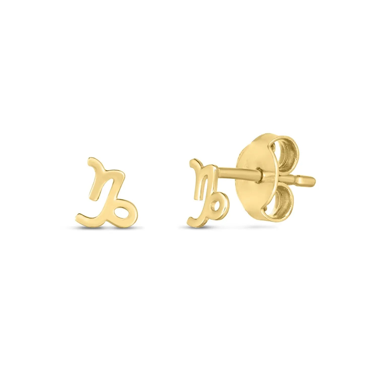 14k Yellow Gold Capricorn Stud Earrings RCJ Earrings  CELESTIA LUXE JEWELLERS