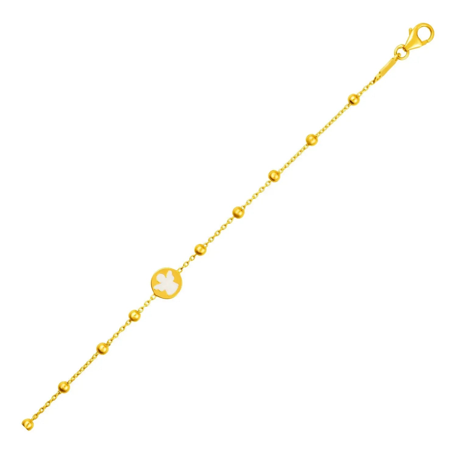 14k Yellow Gold Childrens Bracelet with Angel and Beads (6.00 mm) RCJ Bracelets  CELESTIA LUXE JEWELLERS