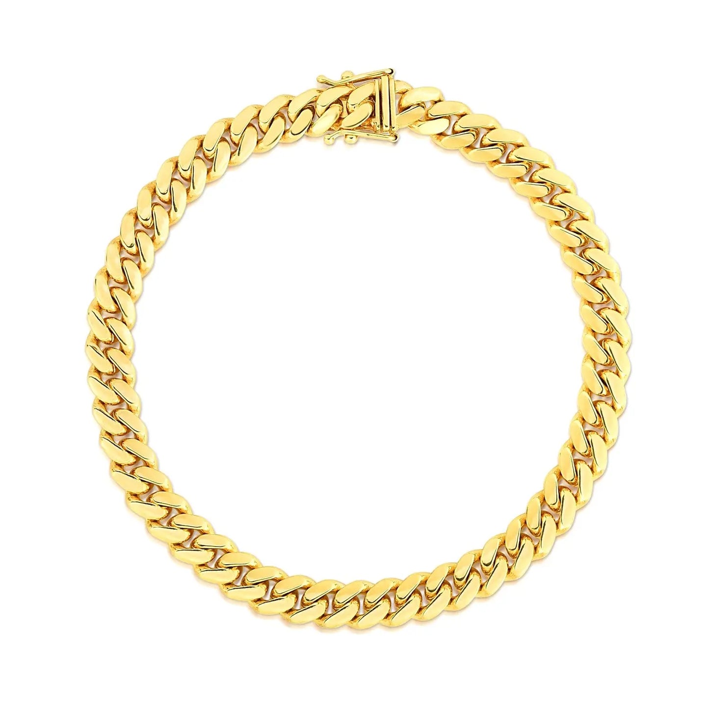 14k Yellow Gold Classic Miami Cuban Solid Bracelet (7.10 mm) RCJ Bracelets  CELESTIA LUXE JEWELLERS