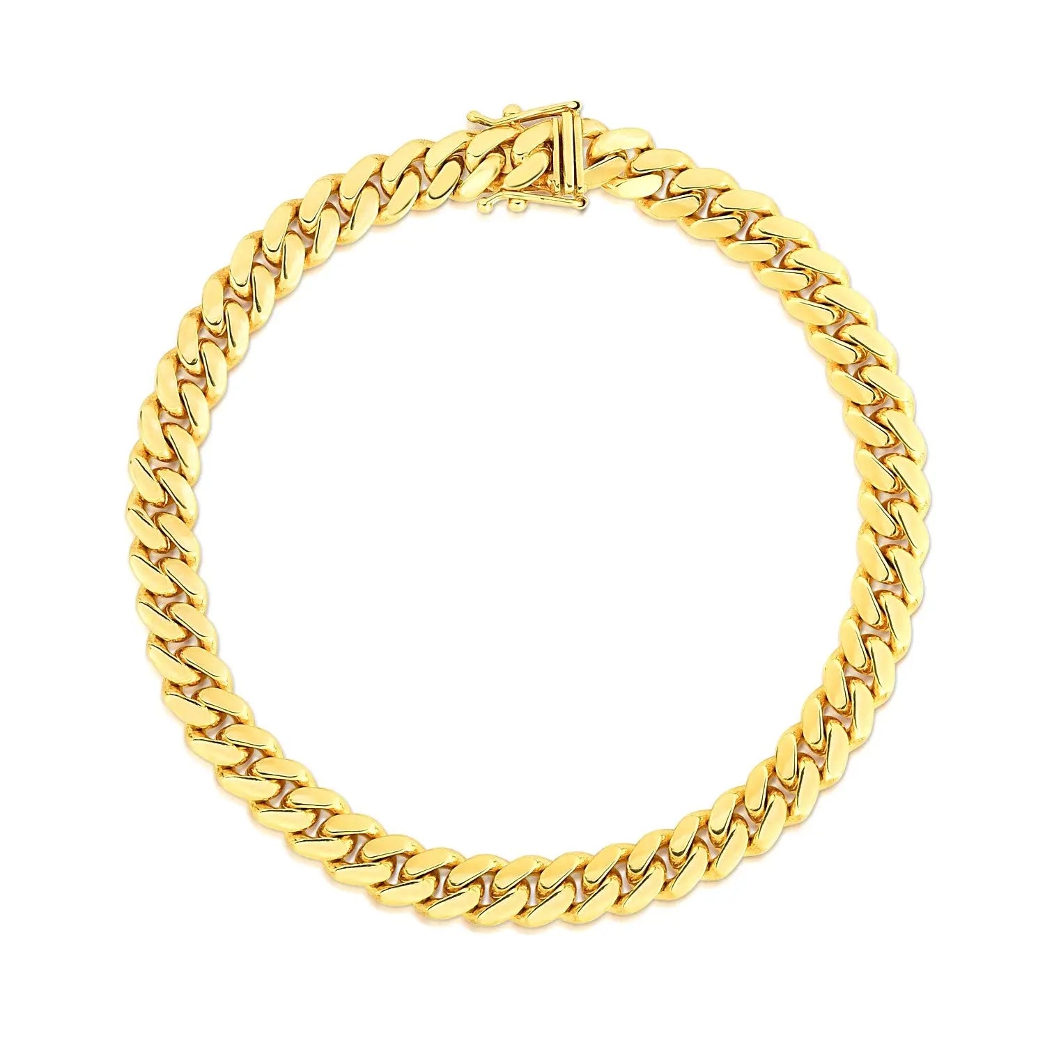 14k Yellow Gold Classic Miami Cuban Solid Bracelet (7.10 mm) RCJ Bracelets  CELESTIA LUXE JEWELLERS