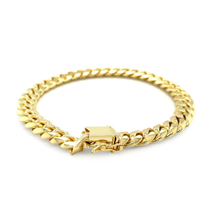 14k Yellow Gold Classic Miami Cuban Solid Bracelet (8.20 mm) RCJ Bracelets  CELESTIA LUXE JEWELLERS