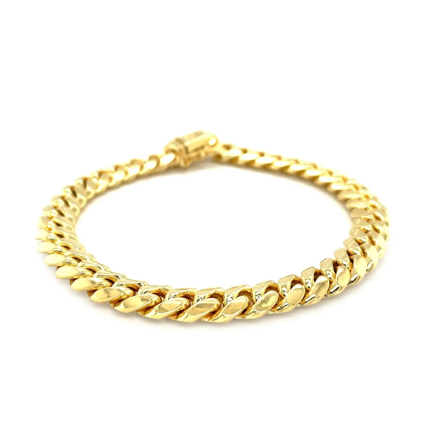 14k Yellow Gold Classic Miami Cuban Solid Bracelet (8.20 mm) RCJ Bracelets  CELESTIA LUXE JEWELLERS