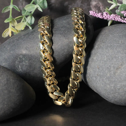 14k Yellow Gold Classic Miami Cuban Solid Chain (10.10 mm) RCJ Chains  CELESTIA LUXE JEWELLERS