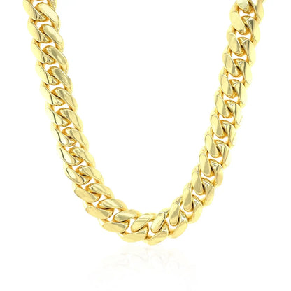 14k Yellow Gold Classic Miami Cuban Solid Chain (9.20 mm) RCJ Chains  CELESTIA LUXE JEWELLERS